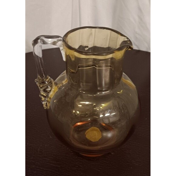 Vintage Amber Glass Cream Pitcher 5.75" Mid-Century - Picture 2 of 8